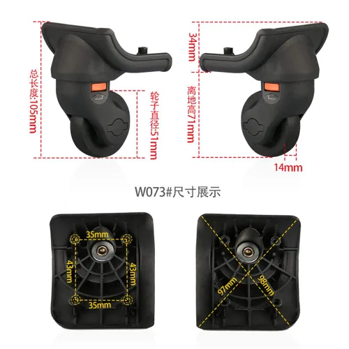 Miniatura 2 de (DL-W073#) Ruedas giratorias conectadas silenciosas desmontables para ruedas de equipaje de repuesto Desgaste silencioso barra de dibujo caja DIY