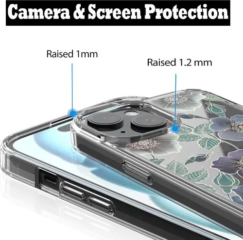 Miniatura 5 de RANZ Funda para iPhone 15, serie antiarañazos, a prueba de golpes, transparente de policarbonato duro + funda protectora de TPU para iPhone 15