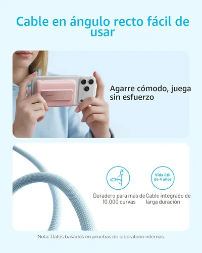 Miniatura 6 de Anker Zolo Banco de Energía Magnético, Cargador Portátil Inalámbrico de 10,000mAh con Carga Rápida Máxima de 30W, Paquete de Batería con Cable USB-C