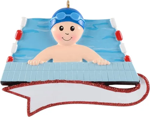 Adorno de natación 2026 – Adorno de Navidad personalizado para nadador, adorno de niño nadador para árbol de Navidad, regalo de recuerdo de piscina