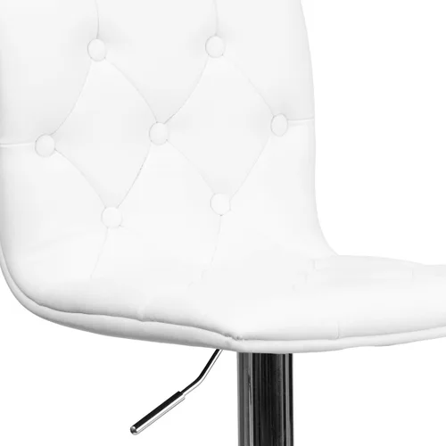 Miniatura 7 de Flash Furniture Taburete de bar contemporáneo de vinilo gris capitoné con botones y altura ajustable con base cromada