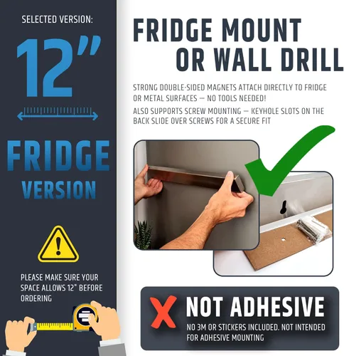 Miniatura 3 de Portacuchillos magnético premium de 12" para refrigerador (imanes resistentes de doble cara) - Tira mejorada para montaje fuerte en la nevera