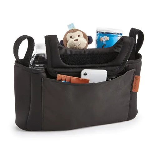 Contours Organizador de cochecito de bebé, accesorio organizador ajustable para padres, portavasos y almacenamiento, compatible con vagones
