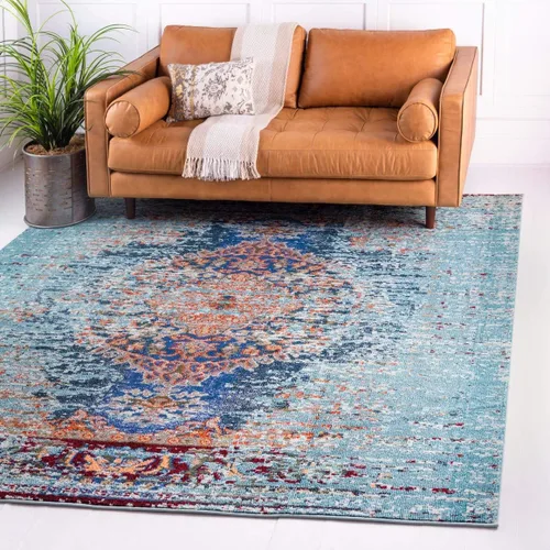 Miniatura 22 de Unique Loom Vita Collection - Alfombra saturada con degradado tradicional sobre teñido, 2 pies 2 pulgadas x 3 pies, turquesa/azul marino