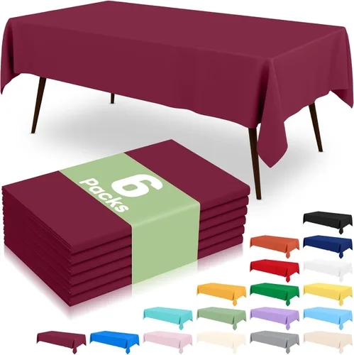 Miniatura 21 de misaya 6 paquetes de manteles de plástico desechables, 54 x 72 pulgadas mantel rectangular impermeable, cubiertas de mesa decorativas a prueba