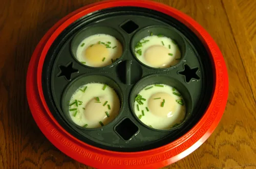 Miniatura 5 de Juego combinado de utensilios de cocina (sartén y sartén para parrilla) para horno de microondas, rojo