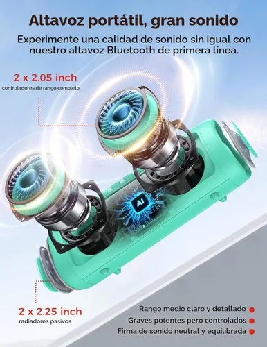 Miniatura 2 de Altavoz Bluetooth, sonido HD de 20 W, inalámbrico portátil, IPX5 impermeable, hasta 24 horas de reproducción, TWS, para hogar, fiesta, exterior