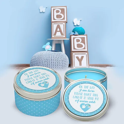 Miniatura 7 de Majestic Zen Juego de regalo de velas para baby shower, paquete de 9 velas de cera de soja perfumadas neutrales, aroma a polvo fresco para bebé, 30