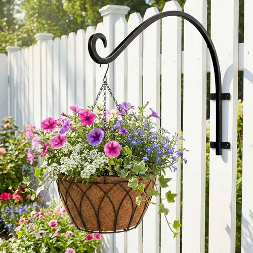 Miniatura 2 de Lifyzoon Soporte para plantas colgantes de alta resistencia: capacidad de peso de 50 libras, ganchos de metal negro para exteriores, ganchos
