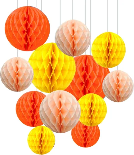 Miniatura 8 de ZOOYOO 12 piezas 15 cm 25 cm bolas de panal decorativas de papel de seda con pompones colgantes para cumpleaños, baby shower, boda, compromiso, Azul