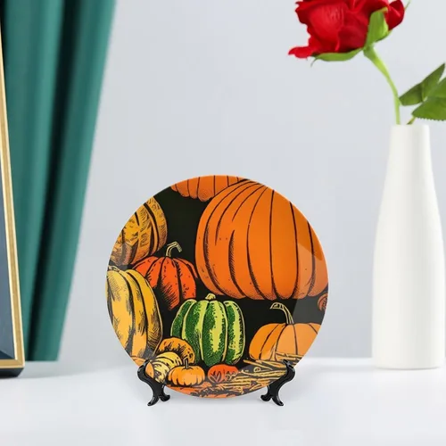 Miniatura 6 de Platos decorativos de calabazas grandes de Acción de Gracias, platos de cerámica para decoración del hogar, platos de cena de temporada de otoño