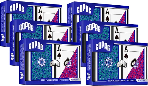 Miniatura 5 de Copag 1546 Neoteric Design - Juego de cartas 100% de plástico, tamaño de póquer (estándar) verde/rojo (índice jumbo, 1 juego)