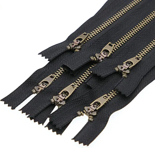 Leekayer 3# Jeans Zipper 4 pulgadas Latón Antiguo Metal Cremallera 3.9 in Cierre Cierre Cremallera 6pcs (Negro-Latón)