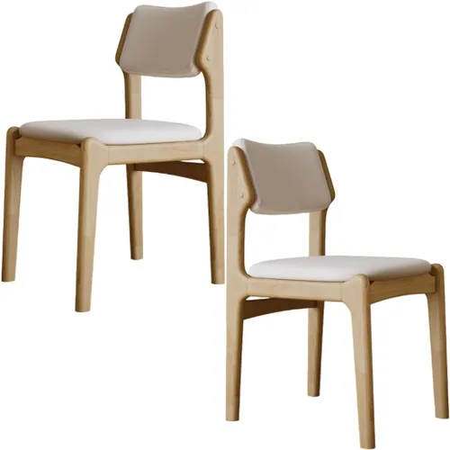 Miniatura 54 de YVYKFZD Wooden Dining Chairs Set, Leather Dining Room Chair with Back, Upholstered Kitchen Chairs, Armless Living Room Chair, for Bedroom Offices