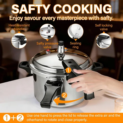 Miniatura 2 de DOITOOL Olla a presión de aluminio de 4.2 cuartos de galón, olla de cocción rápida, compatible con cocinas de inducción y estufas de gas
