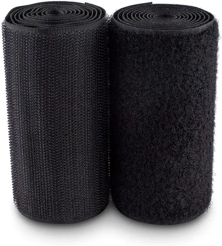 Cinta de velcro para coser de 4 pulgadas de ancho, color negro, no adhesiva, 1 yarda de longitud, cinta de nailon negro, juego de sujetadores de