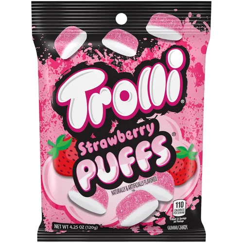Miniatura 4 de Trolli Strawberry Puffs, Dulces de Gomitas de Fresa Ácidas, Bolsas de 4.25 onzas (Paquete de 12)