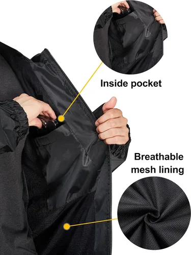Miniatura 5 de Rodeel Conjunto de chaqueta impermeable y overol, chaqueta impermeable para lluvia, máxima protección para aventuras al aire libre