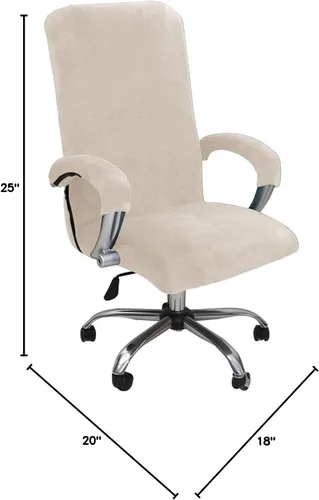 Miniatura 7 de Funda de terciopelo para silla de oficina con fundas para los brazos, funda elástica para escritorio de computadora, fundas universales giratorias
