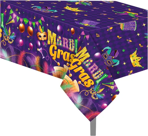 Miniatura 78 de 1 paquete de mantel de plástico con diseño de bandera americana del 4 de julio para fiesta, 54 x 87 pulgadas de largo, mantel rectangular para bufé