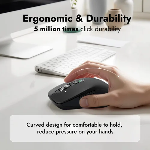 Miniatura 8 de CITLLA Mouse inalámbrico Bluetooth (USB + BT1 + BT2), tamaño completo, desplazamiento de 4 vías, mouse silencioso multidispositivo para computadora