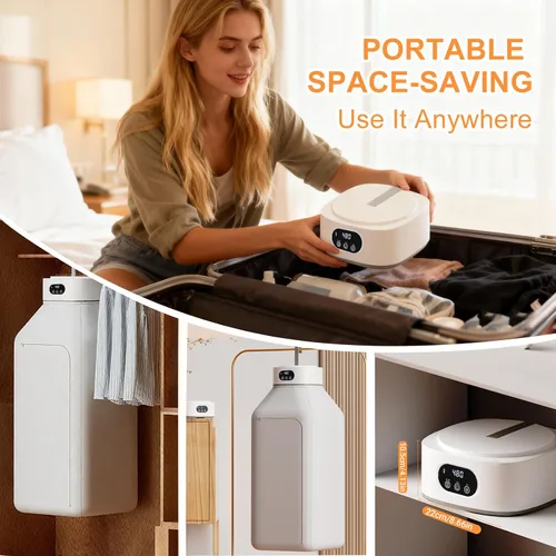 Miniatura 4 de Secador de Ropa Portátil, Secado Rápido y Silencioso - Mini Secadora Eléctrica para Ropa y Lavandería para Apartamento, Viaje y RV, con Temporizador