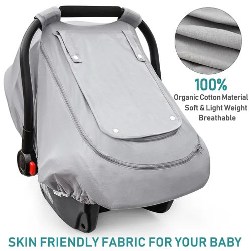 Miniatura 2 de Funda de asiento de automóvil para bebé para verano/primavera, funda de asiento de automóvil 100% algodón orgánico para bebés, cubierta de asiento