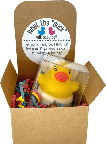 Miniatura 10 de Goma pato revelación de género Fizzes por correo Anuncio de embarazo Caja de regalo incluye mensaje personalizado para familiares y amigos