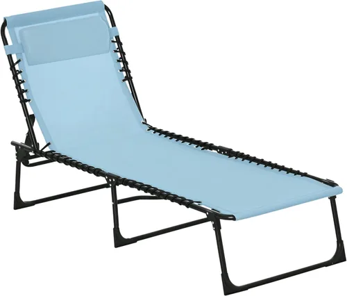 Miniatura 18 de Outsunny Silla Tumbona Plegable, Silla de Bronceado para Patio, Tumbona para Exteriores con Respaldo Reclinable de 4 Posiciones, Asiento de Malla