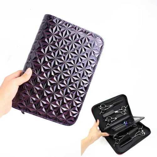 SMITH CHU Estuche para peluqueros para peluqueros - Patrón de diamante resistente al agua para herramientas de salón (morado)