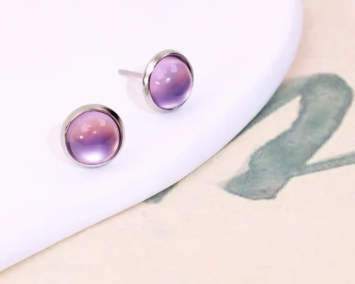 Miniatura 4 de Shapenty Aretes de bisel de cabujón en blanco de acero inoxidable, postes planos y redondos, bandeja de bisel para aretes de resina epoxi, bricolaje