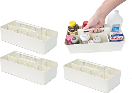 Miniatura 32 de Cesta grande portátil, divisores DIY, 8 compartimentos, organizador para suministros escolares, de oficina, para el hogar y negocios, cesta portátil