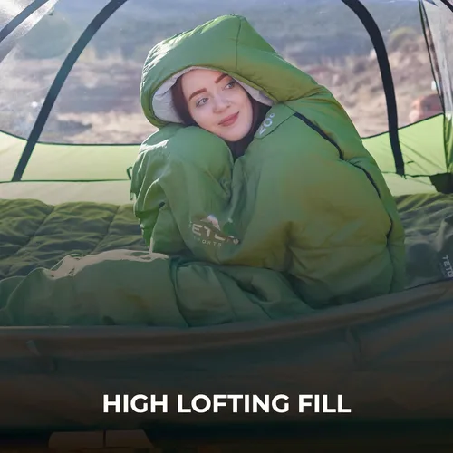 Miniatura 3 de TETON Sports LEEF Saco de dormir ultraliviano, estilo momia, saco de compresión incluido. Fuego/Pizarra