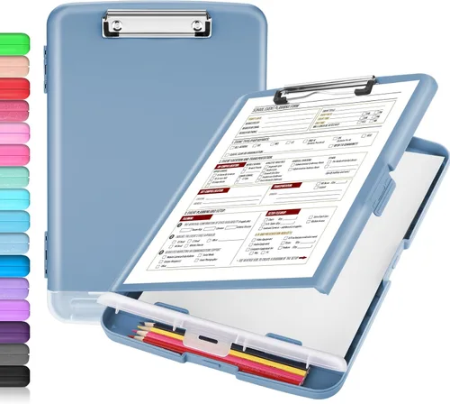 Miniatura 13 de Sooez - Sujetapapeles de documentos clínicos con almacenamiento, sujetapapeles de plástico resistente, de alta capacidad, con soporte para bolígrafo