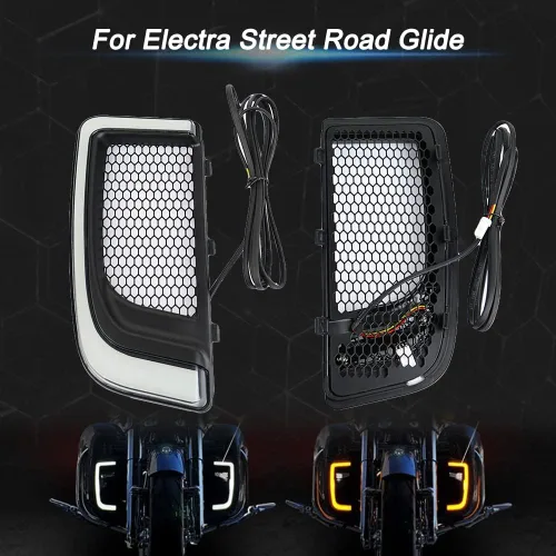 Miniatura 2 de Luces de ventilación Road Glide, intermitentes, circulación diurna, luces laterales para motocicletas 2015-2020 (negro)