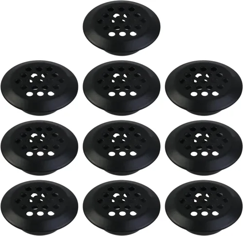 MY MIRONEY 10 rejillas de ventilación circulares negras de 0.8 pulgadas de acero inoxidable con agujero de malla redonda para gabinetes, armarios y