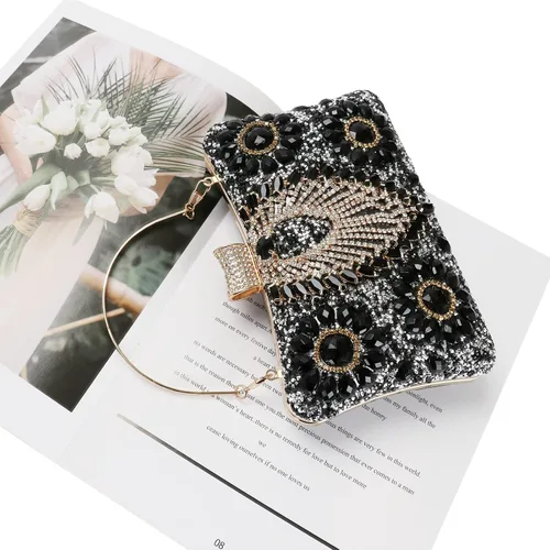 Miniatura 7 de COAIMANEY Bolso de mano de lentejuelas brillantes con diamantes de imitación para mujer, bolso de mano de noche, bolso de hombro para boda, fiesta