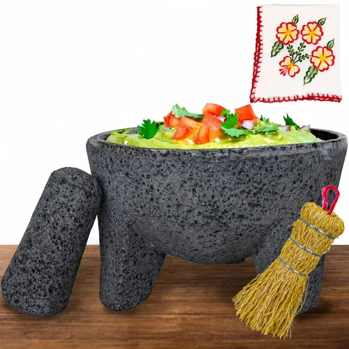 La roca volcánica original Molcajete Mexicano Hecho a mano de auténtica roca de lava en México - Molcajete de Piedra volcanica - Molcajete Mortero