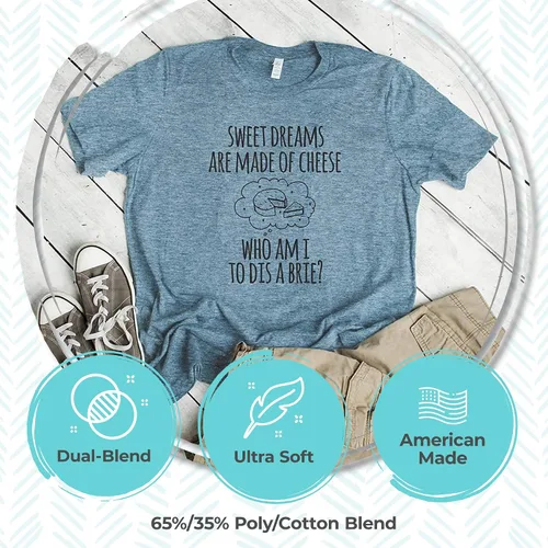 Miniatura 2 de Moonlight Makers Camiseta gráfica para hombre, camiseta divertida, camisas con refranes de queso, gris jaspeado o índigo