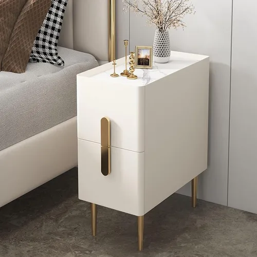 Mesitas de noche de 9.8 ~ 15.7 pulgadas de ancho, mesa de noche moderna con 2 cajones, mesita de noche, mesita de noche estrecha (color : blanco,