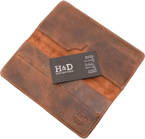 Miniatura 6 de Hide & Drink, Cartera para teléfono celular hecha a mano de cuero de grano completo, Bourbon Marrón, Cartera de viaje