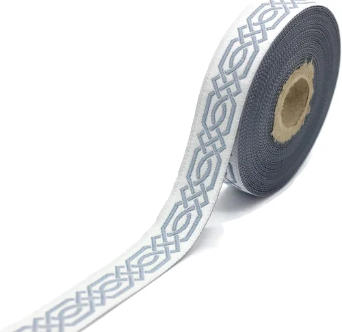 Miniatura 3 de Carrete de 10.9 yardas 0.79 pulgadas de ancho azul celta Claddagh bordado Jacquard Ribbon 20272