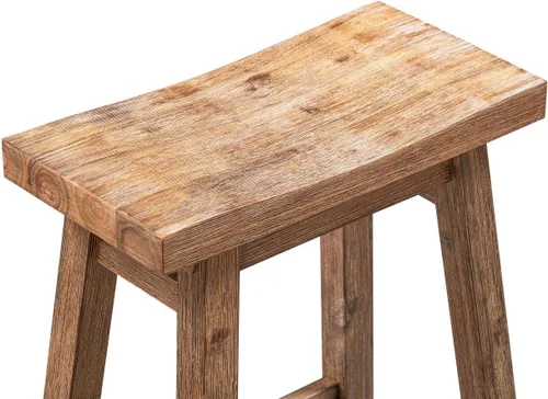 Miniatura 6 de Boraam Sonoma Taburetes de Bar de Cocina tipo Silla de Montar sin Respaldo - Madera de Granero con Acabado Cepillado - Juego de 2