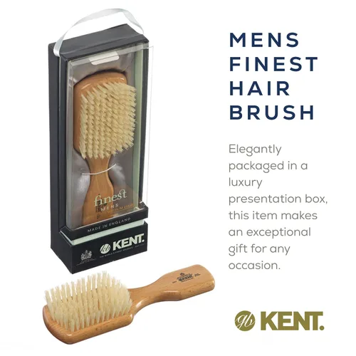 Miniatura 6 de Kent OG4 - Cepillo rectangular de pelo y facial para caballeros de Beachwood para el cuidado de la barba, cepillo exfoliante natural de cerdas