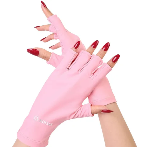 Miniatura 11 de AIRSEE Guantes de protección UV UPF 50+ de alta calidad para manicura de gel, diseño sin dedos para uso profesional solón y doméstico, anti UVA/UVB