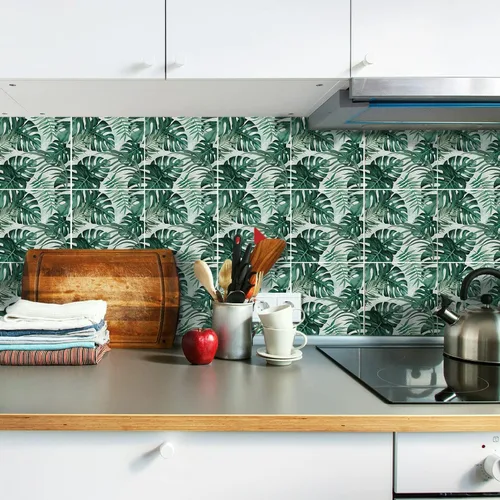 Miniatura 11 de Adhesivos de vinilo para azulejos de pared autoadhesivos, calcomanías impermeables para decoración de cocina, baño, línea ondulada de abulón, 6 x 6
