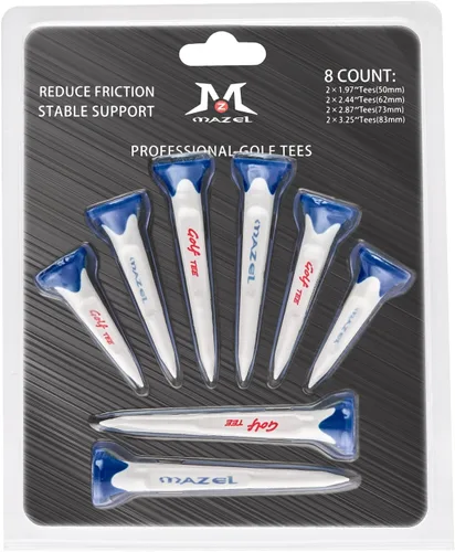 MAZEL Paquete de 8 camisetas de golf de plástico, excelente durabilidad y estabilidad, camisetas de plástico con 5 puntas, reduce la fricción y el