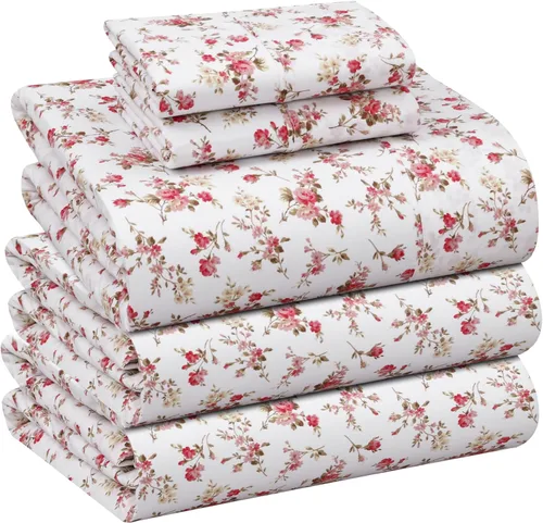 Miniatura 10 de RUVANTI Juego de sábanas divididas tamaño King de 100 % algodón para cama ajustable, 5 piezas, ropa de cama de tejido de percal suave y Guisante