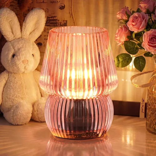 Miniatura 13 de Pequeña Lámpara de Mesa Operada con Pilas con Temporizador, Pequeña Lámpara de Mesa de Vidrio Inalámbrica para Decoración del Hogar, Cocina, Baño