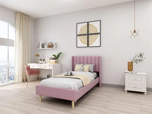 Miniatura 18 de Upholstered Bed Frame with Wingback Headboard and Wood Slats (Beige-Linen, Twin)